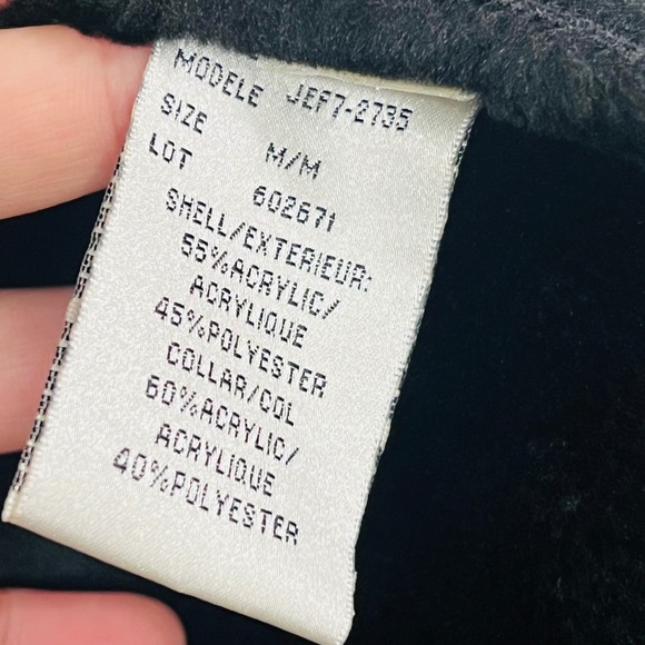 Jessica Womens Faux Suede Vest Faux Fur Collar Black Medium Two Button Front - Picture 7 of 8